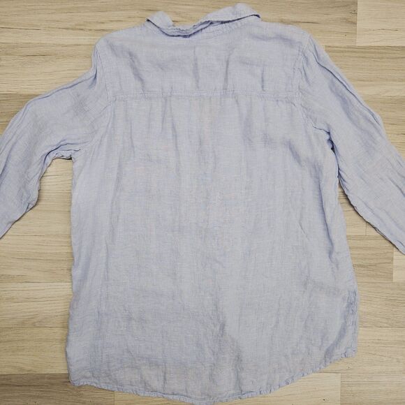 Sigrid Olsen Womens Blue Linen Button Front Shirt Size XL Beachy Coastal - Picture 7 of 7